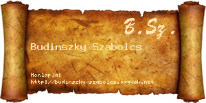 Budinszky Szabolcs névjegykártya